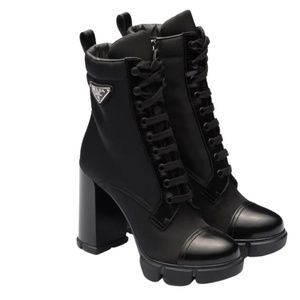 Prada boots-Brushed leather and nylon booties